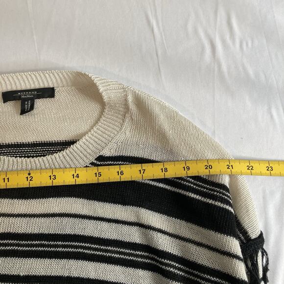 Weekend Max‎ Mara Black White Striped Crew Neck Sweater Est. Size L Old Money - Picture 6 of 14